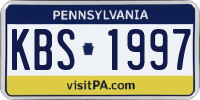 PA license plate KBS1997