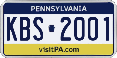 PA license plate KBS2001