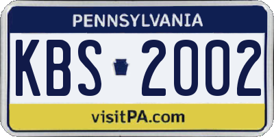 PA license plate KBS2002