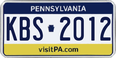 PA license plate KBS2012