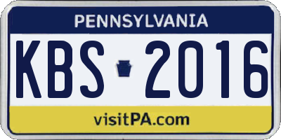 PA license plate KBS2016