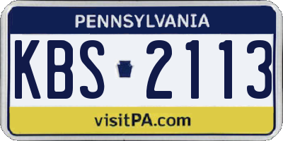 PA license plate KBS2113