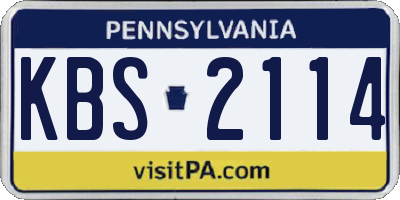 PA license plate KBS2114
