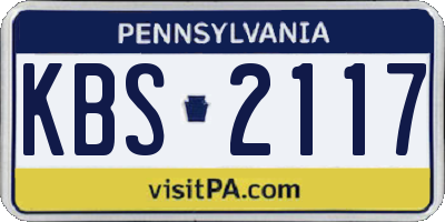 PA license plate KBS2117
