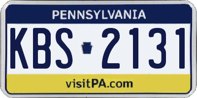 PA license plate KBS2131