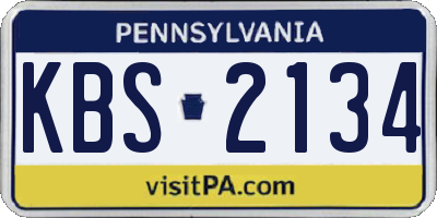 PA license plate KBS2134