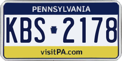PA license plate KBS2178