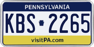 PA license plate KBS2265