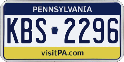 PA license plate KBS2296