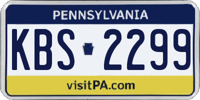 PA license plate KBS2299