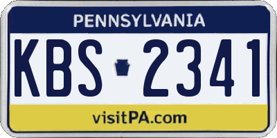 PA license plate KBS2341