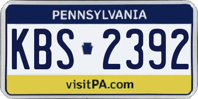 PA license plate KBS2392