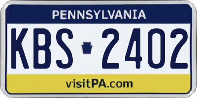 PA license plate KBS2402