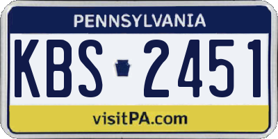 PA license plate KBS2451