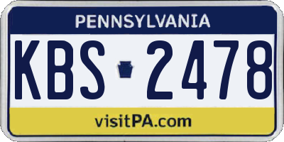 PA license plate KBS2478