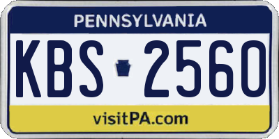 PA license plate KBS2560