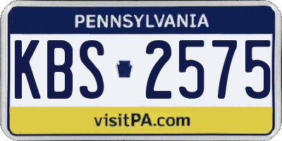 PA license plate KBS2575