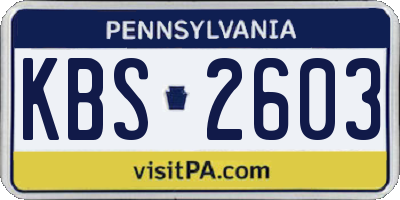 PA license plate KBS2603