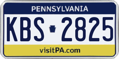 PA license plate KBS2825