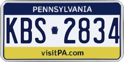 PA license plate KBS2834