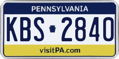 PA license plate KBS2840