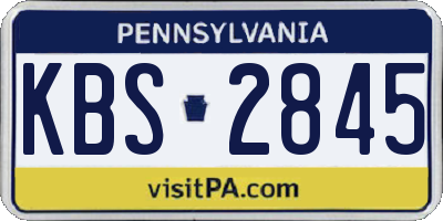PA license plate KBS2845