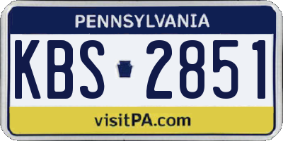PA license plate KBS2851