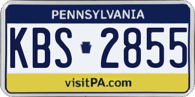 PA license plate KBS2855