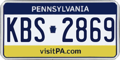PA license plate KBS2869