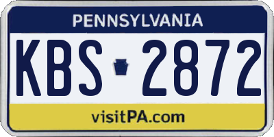 PA license plate KBS2872