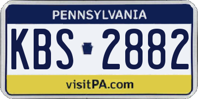 PA license plate KBS2882