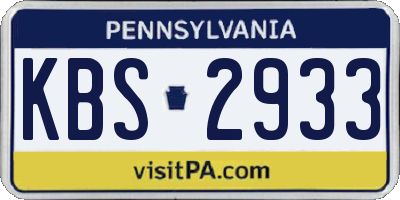 PA license plate KBS2933