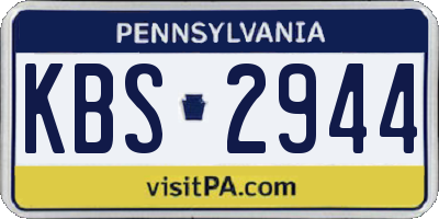 PA license plate KBS2944