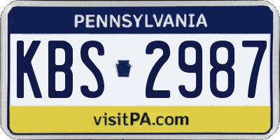 PA license plate KBS2987