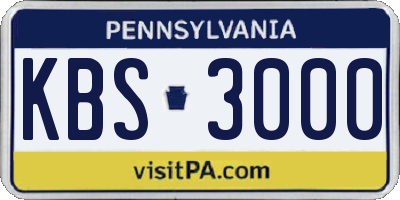 PA license plate KBS3000