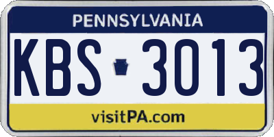 PA license plate KBS3013