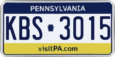 PA license plate KBS3015