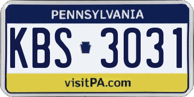 PA license plate KBS3031