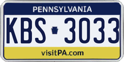 PA license plate KBS3033