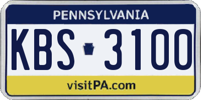 PA license plate KBS3100