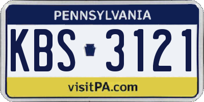 PA license plate KBS3121