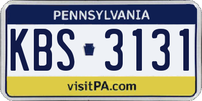 PA license plate KBS3131