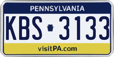 PA license plate KBS3133
