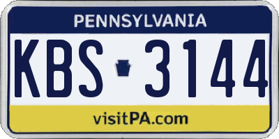 PA license plate KBS3144