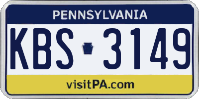 PA license plate KBS3149