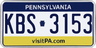 PA license plate KBS3153