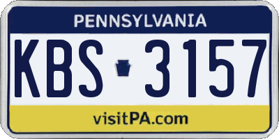 PA license plate KBS3157