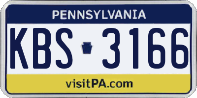 PA license plate KBS3166