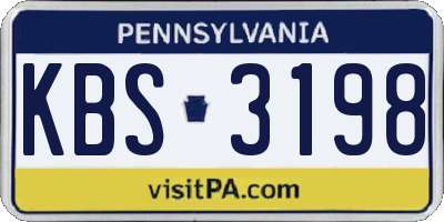 PA license plate KBS3198