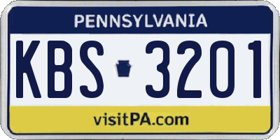 PA license plate KBS3201